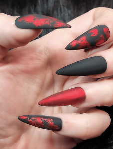Black and red nails
