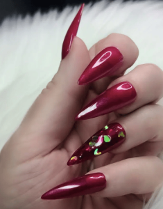Red shiny nails