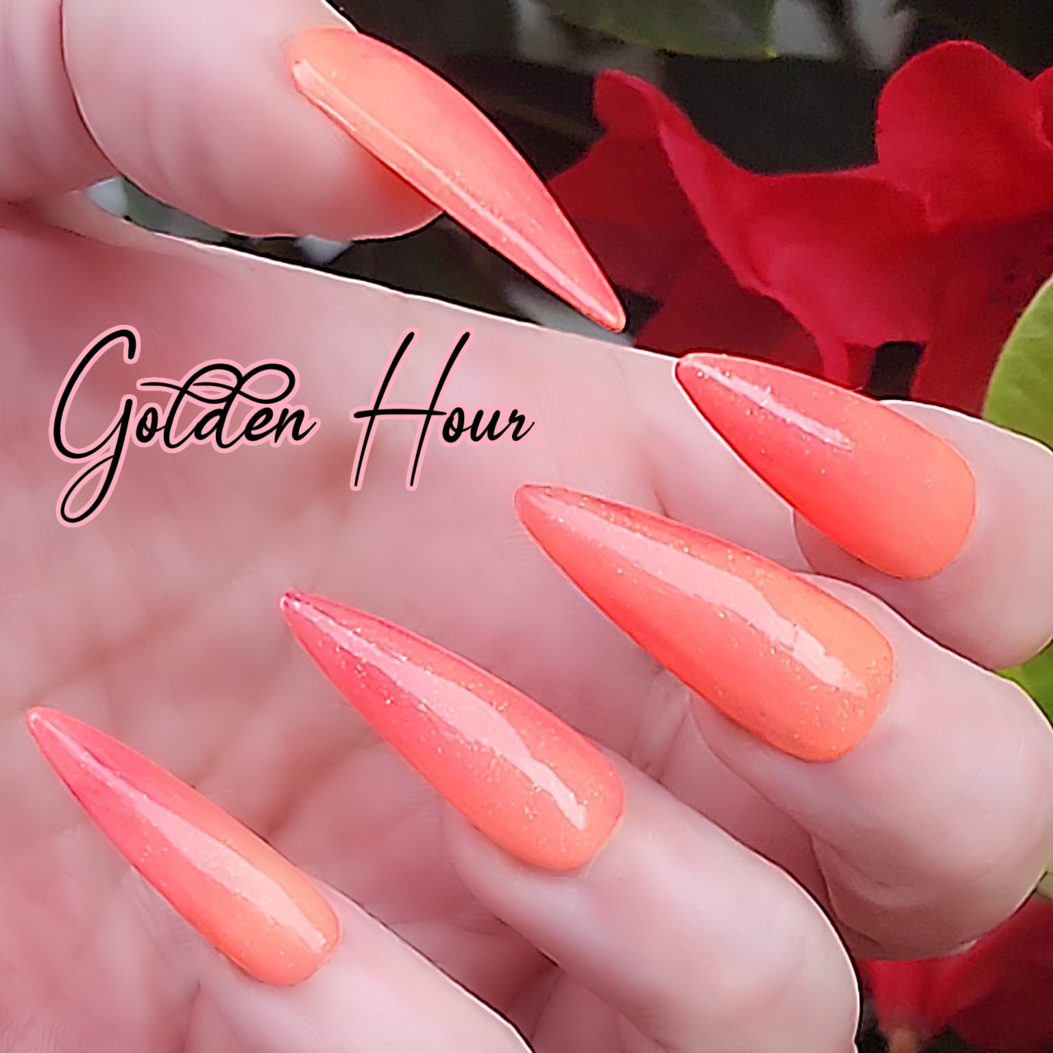 coral and red ombre press on nails made in Canada